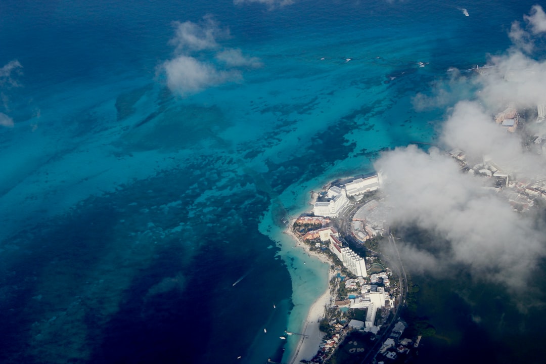 Praia de Cancún com palmeiras